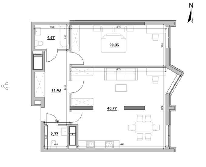 ЖК Nordica Residence. Простора 1-к квартира / 80,39м / 5-й поверх Київ - зображення 2