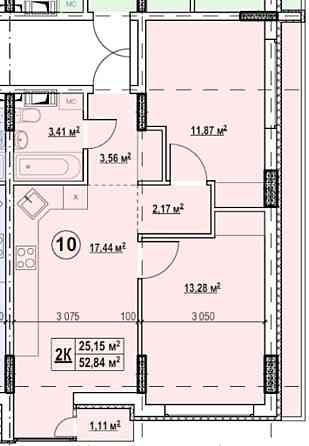 Двокімнатна квартира на пешому поверсі в новобудові. Дешево. Київ