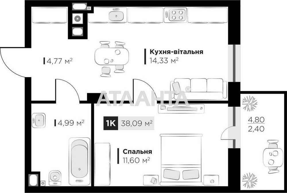 Продаж 1-но кімнатної квартири в ЖК  Silent Park  по вул. П.Орлика Львів - зображення 2