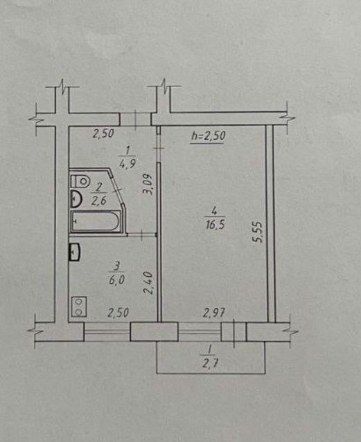 В ПРОДАЖІ 1-кімнатна, 2/5 поверх в Центрі! Сумы - изображение 1