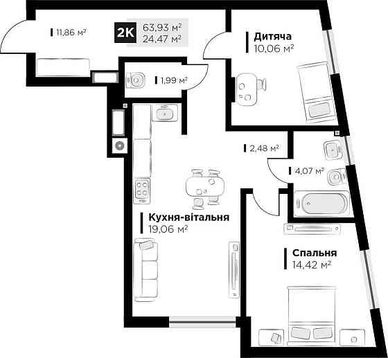 2км Квартира в ЖК Feel House 64м.кв [власник] Сокільники