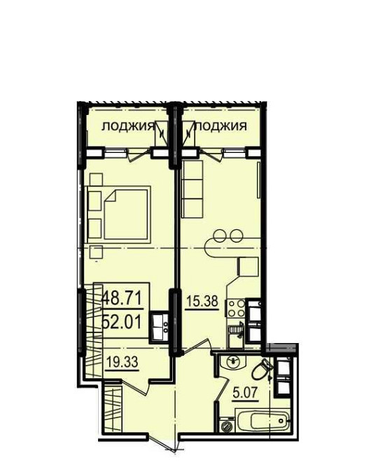 1 кім квартира у Моря Зданий будинок Розтермінування, 52 м2 45155 у.о Одеса - зображення 3