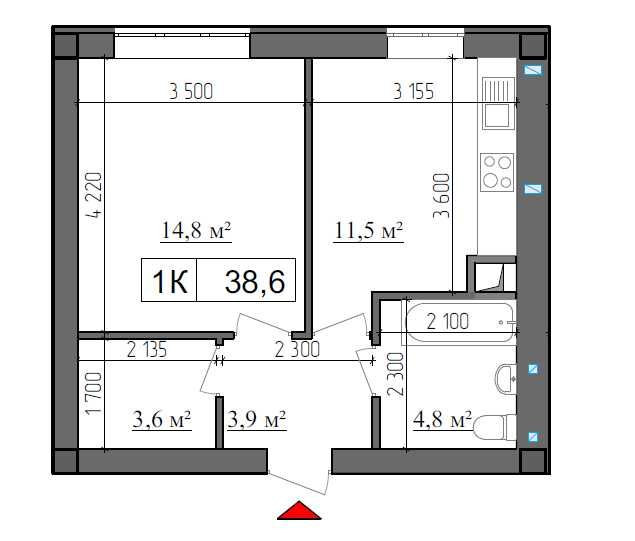 1 комнатная квартира - 11600$ ул. Гагарина Измаил - изображение 1