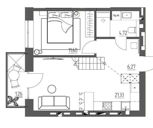 Двокімнатна квартира, двоповерхова. Дизайнерське планування Ровно - изображение 7