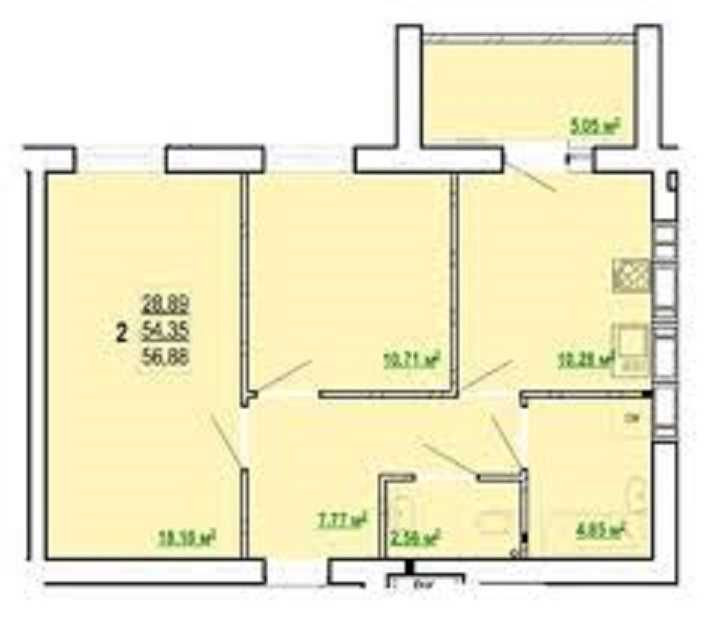 ЖК ПОБЕДЫ 2  2-комн квартира 57м2 в Новострое  MV Харків - зображення 1