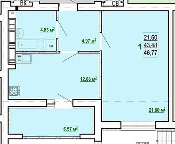 Лучшее предложение  ЖК ПОБЕДЫ 2  1-комн квартира  45м2  MV Харків