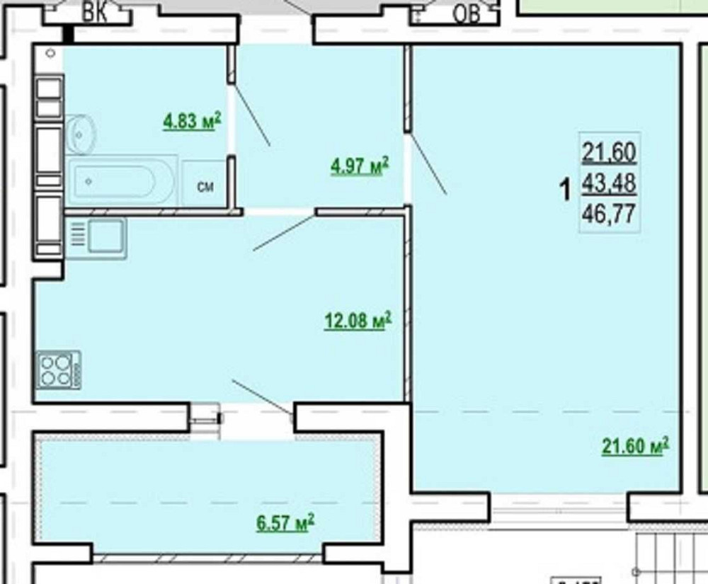 Лучшее предложение  ЖК ПОБЕДЫ 2  1-комн квартира  45м2  MV Харків - зображення 1