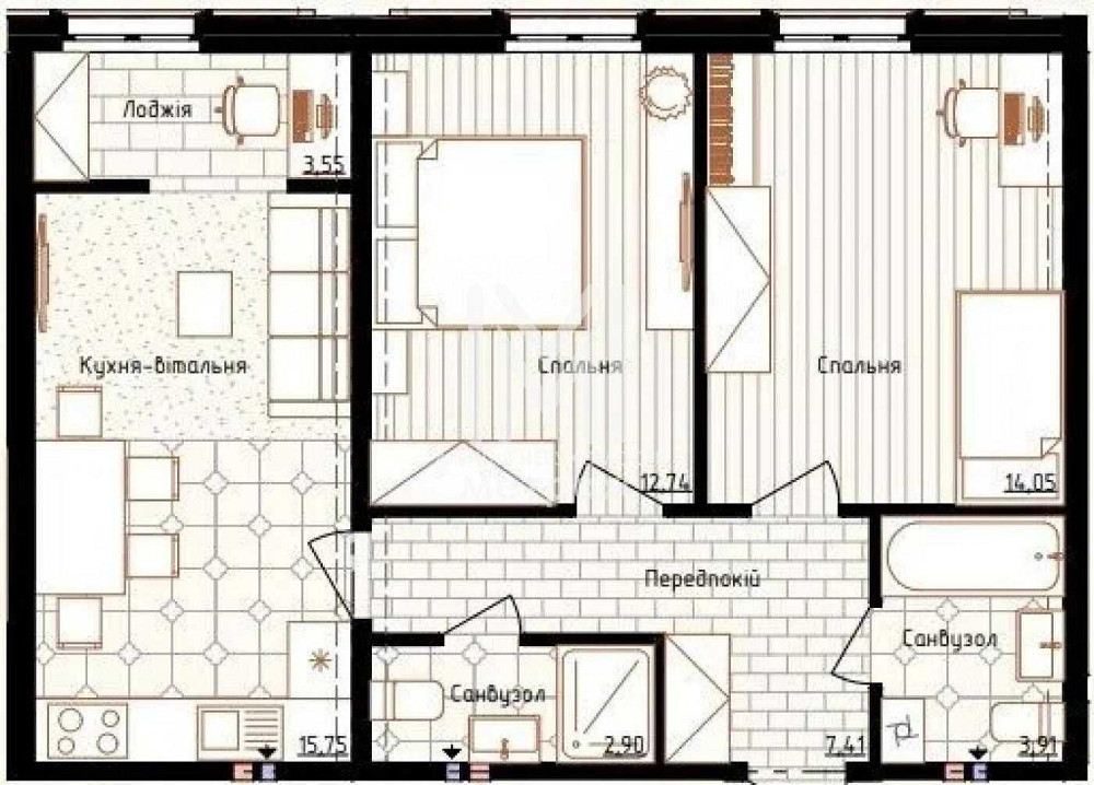 Супер ціна! 2-к квартира 61м2 ЖК Нова Англія Віндзор Київ - зображення 2