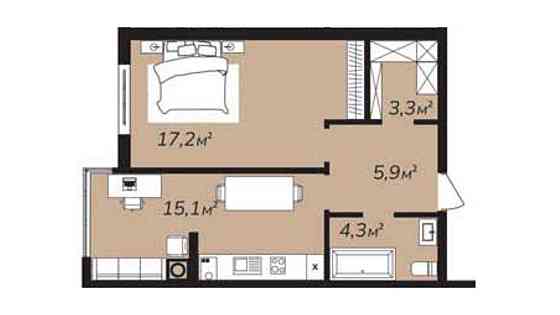 Простора 45,8 м2 квартира в ЖК Петрівські Липки, Петровские Липки Святопетрівське (Києво-Свят.р-н)