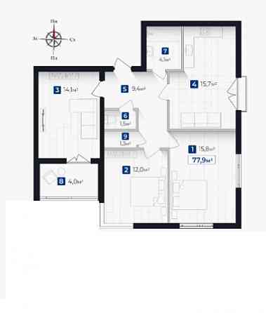 Трикімнатна квартира зі знижкою -2700грн/м2 Івано-Франківськ