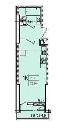 Аркадия. Квартира студийного типа в  ЖК Эллада. Планировка с балконом. Одеса