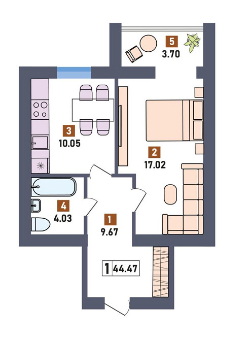 1к Продаж|ЖК Перший квартал|44,5 кв.м Луцк - изображение 1