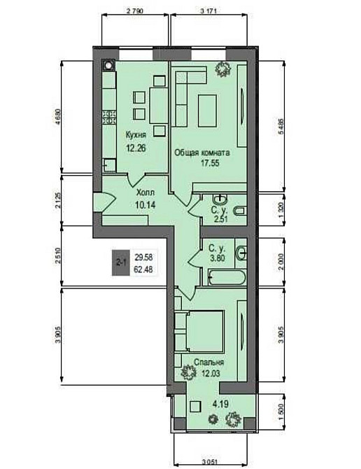 Продам 2 кімнатну квартиру 60м2 - розтермінування30%(116000$) до30міс Софіївська Борщагівка - зображення 2
