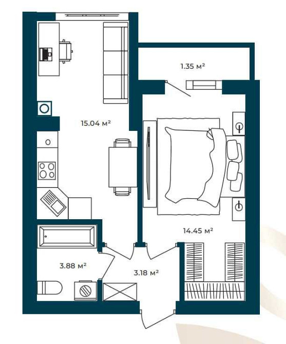 Однокімнатна квартира за приємною ціною! Розтермінування на 18 місяців Софіївська Борщагівка - зображення 1
