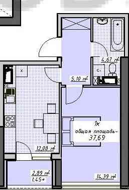 ЖК Атмосфера, сдана, вид на море, 1-комнатная, 37,3 м Одесса