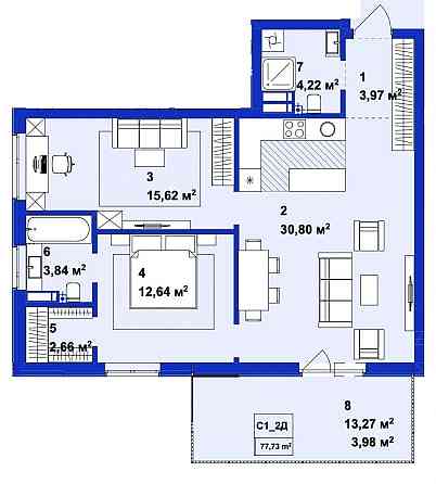 Ютландія 2! 2 кімнати, майстер спальня! 30м2 Велика кухня! ТЕРАСА! Ирпень