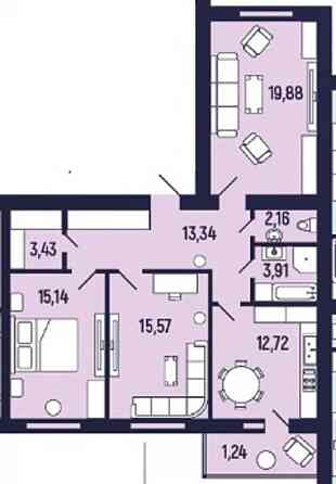 Продається 3к квартира в новобудові з котлом Ивано-Франковск