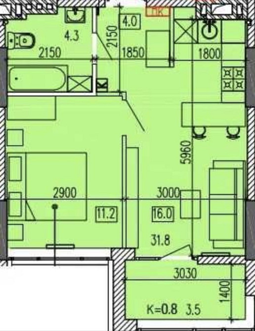 Терміновий продаж !! Перемога 1 ком новобудова  23700 Днепр - изображение 2