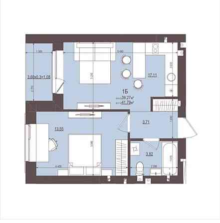 Велика однокімнатна квартира біля парку. Буча