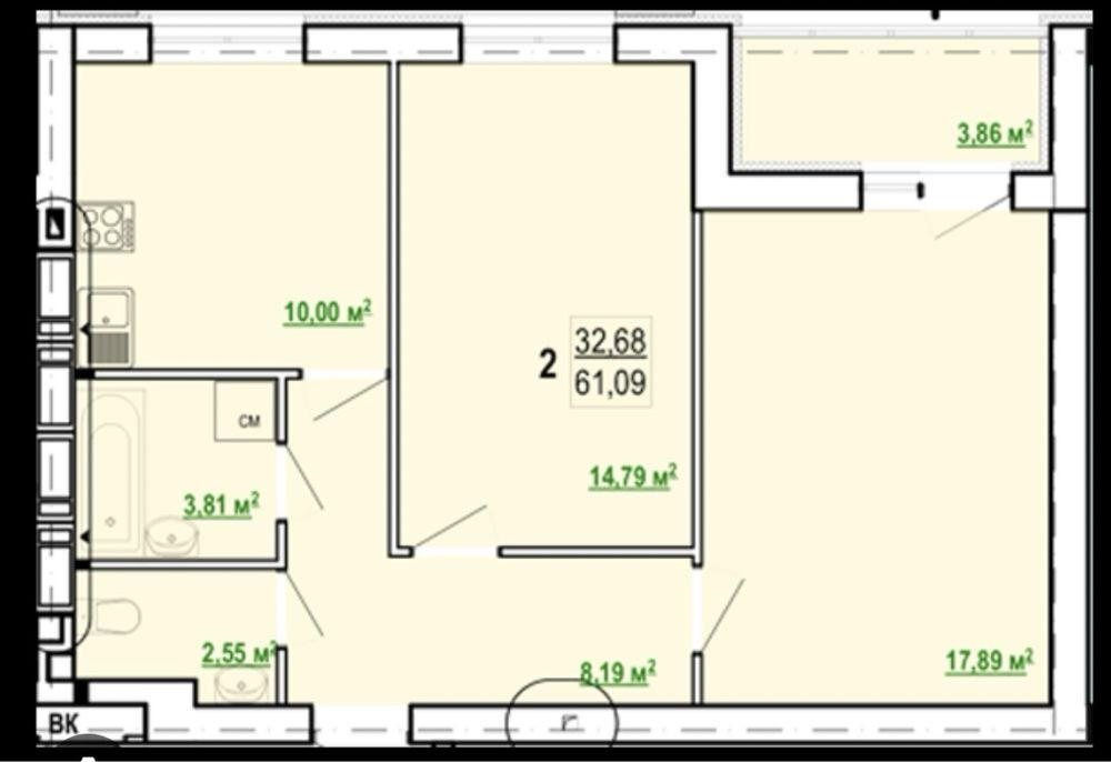 Продам 2 комнатную квартиру 61 метр ЖК Гидропарк pp1 Харків - зображення 7