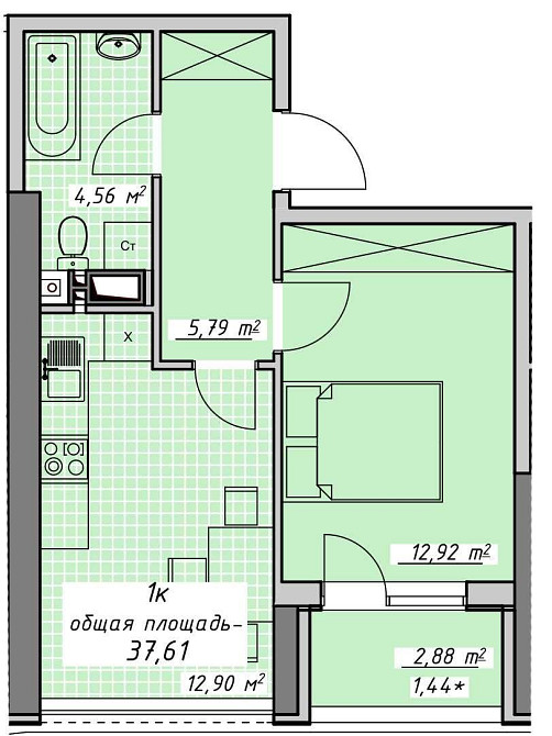 ЖК Атмосфера. Дом сдан. 1 ком 37.61м.кв дворовая. Одесса - изображение 1