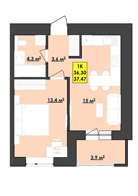 Чудова 1-кімнатна квартира Калуш - изображение 4