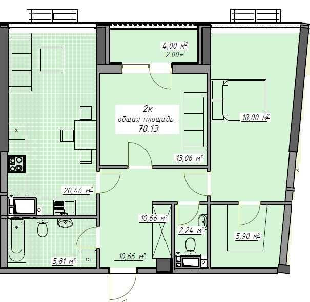 ЖК Атмосфера. Классная 2к с кухней 20,5. Гардеробная. Скоро сдача Одесса - изображение 6