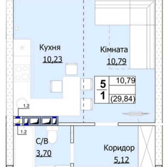 Однокімнатна квартира за дуже привабливою ціною! Ідеальна ІНВЕСТИЦІЯ! Гостомель - зображення 2
