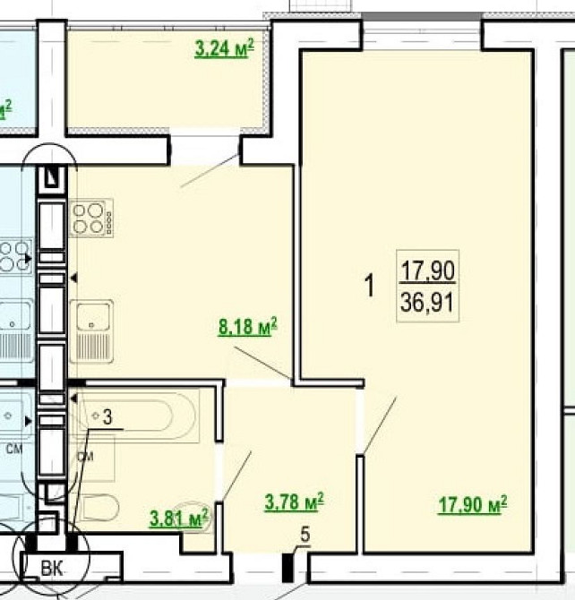 Продам 1 комнатную квартиру в ЖК Гидропарк, 37м2, VW Харків - зображення 1