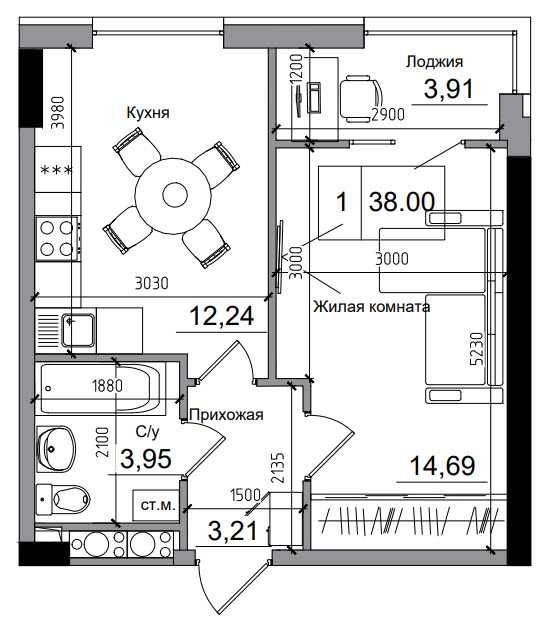 7км. Артвиль. 1к. 38м2 ремонт мебель техника. Акционная цена Авангард - зображення 6