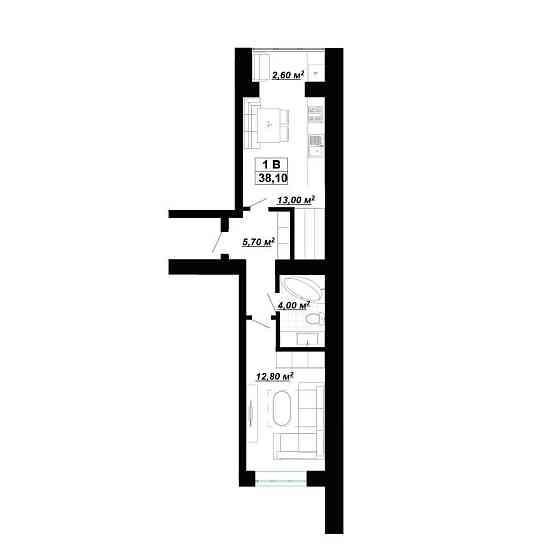 Двохстороння 1 кім квартира поруч центру, ціна нижча забудовника! Івано-Франківськ
