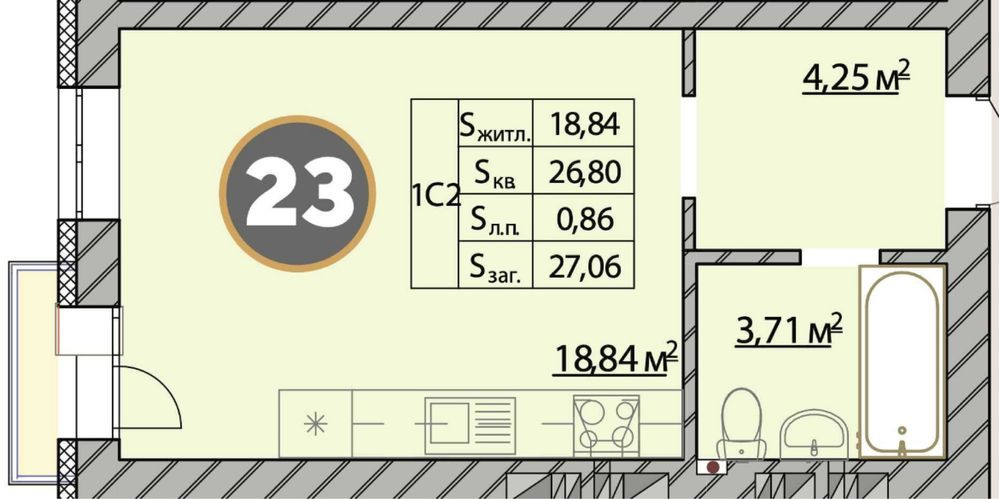 Студія ЖК Молодість з балконом ( Реальна ціна і площа ) Ирпень - изображение 4