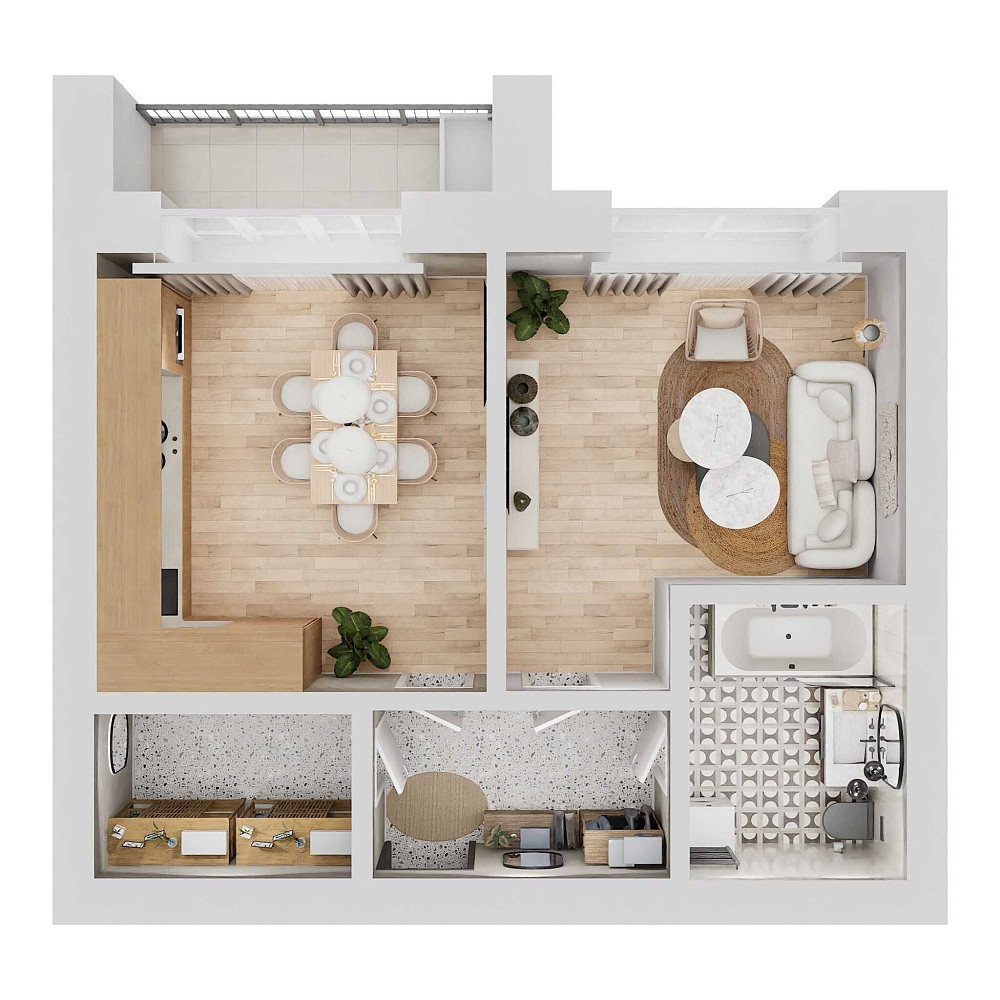 ОСТАННЯ 1кк 45,16м2 НА ВИПЛАТУ 50% з гардеробом в ЖК Нова Будова 2 Кам`янець-Подільський - зображення 1