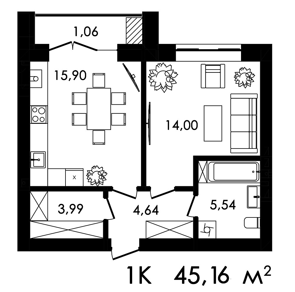 ОСТАННЯ 1кк 45,16м2 НА ВИПЛАТУ 50% з гардеробом в ЖК Нова Будова 2 Кам`янець-Подільський - зображення 2