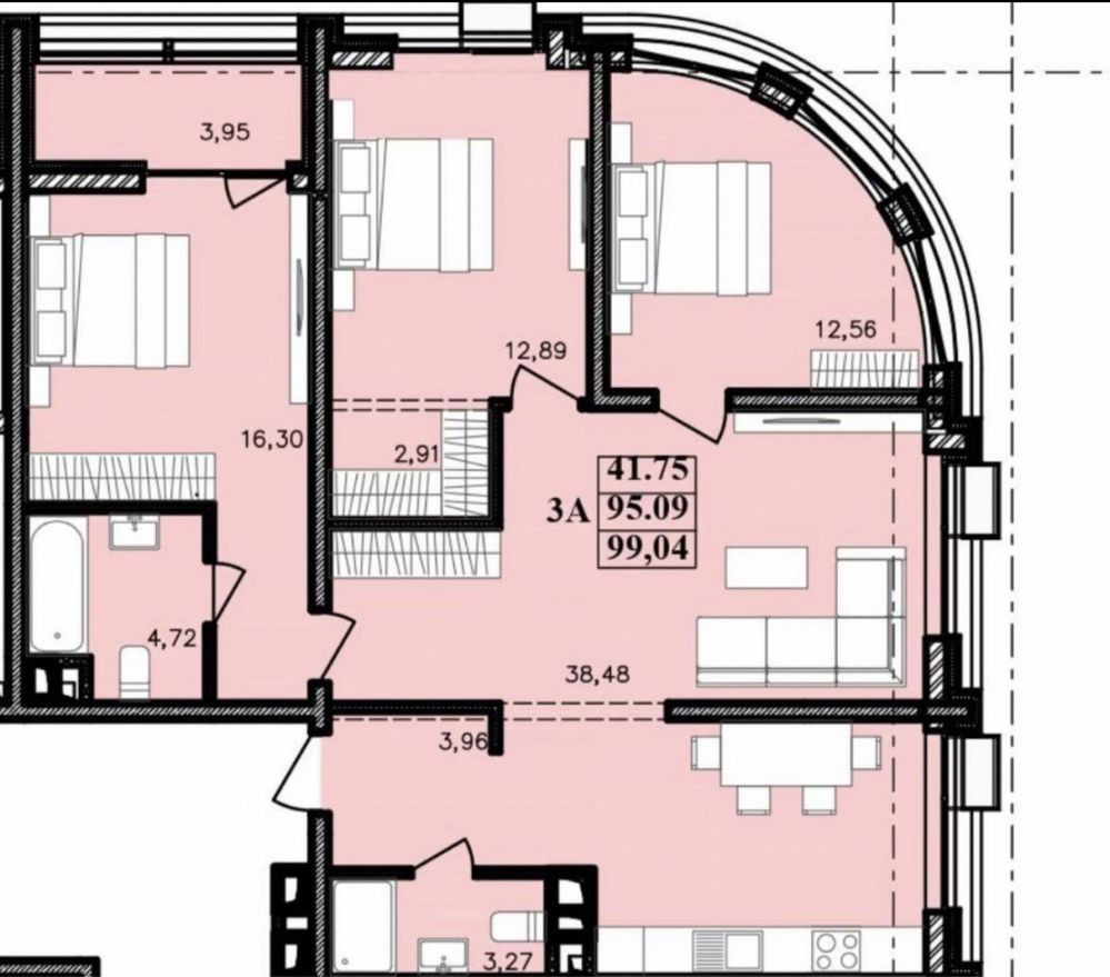 ЖК Модерн, 3 комн. кв., 99 м2, 19 этаж, дом сдан ! Супер планировка ! Одеса - зображення 4