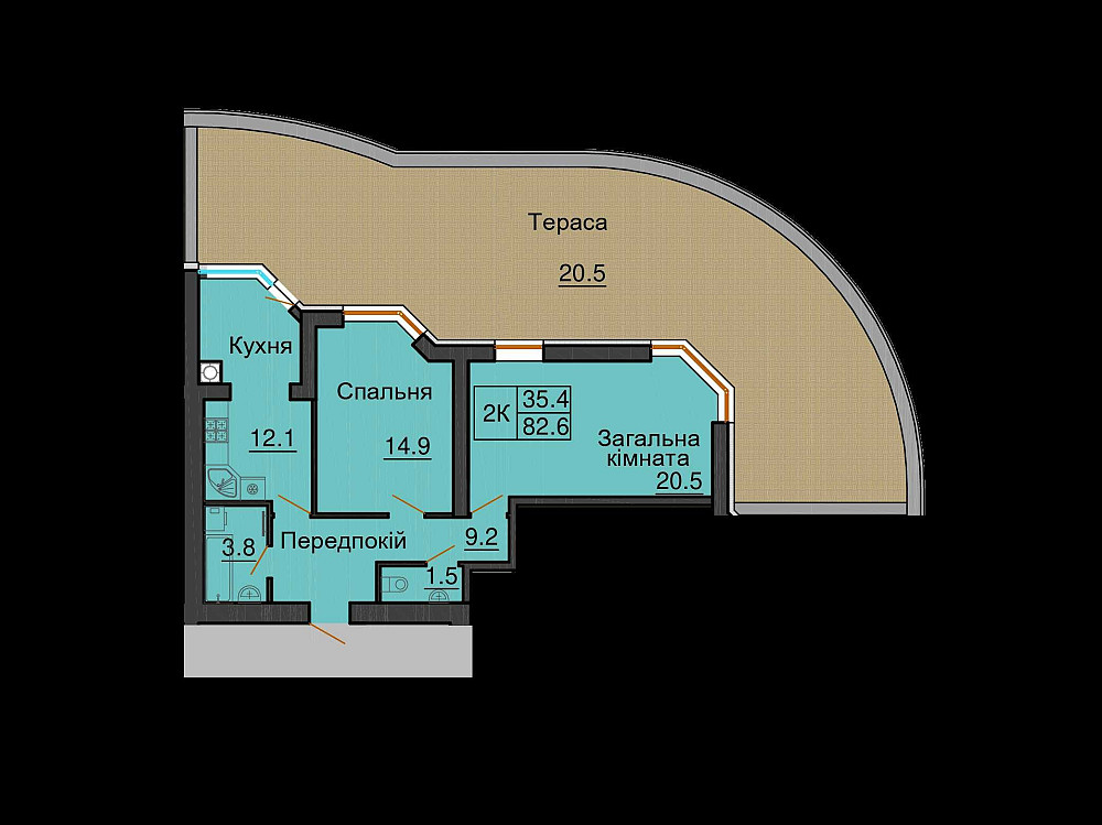 2 к двокімнатна з терасою від забудовника квартира ЖК Софія Клубний Софіївська Борщагівка - зображення 1