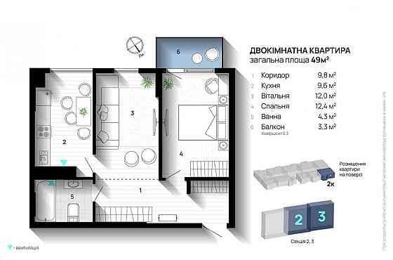 Двокімнатна  квартира біля Університету Нафти і Газу Ивано-Франковск