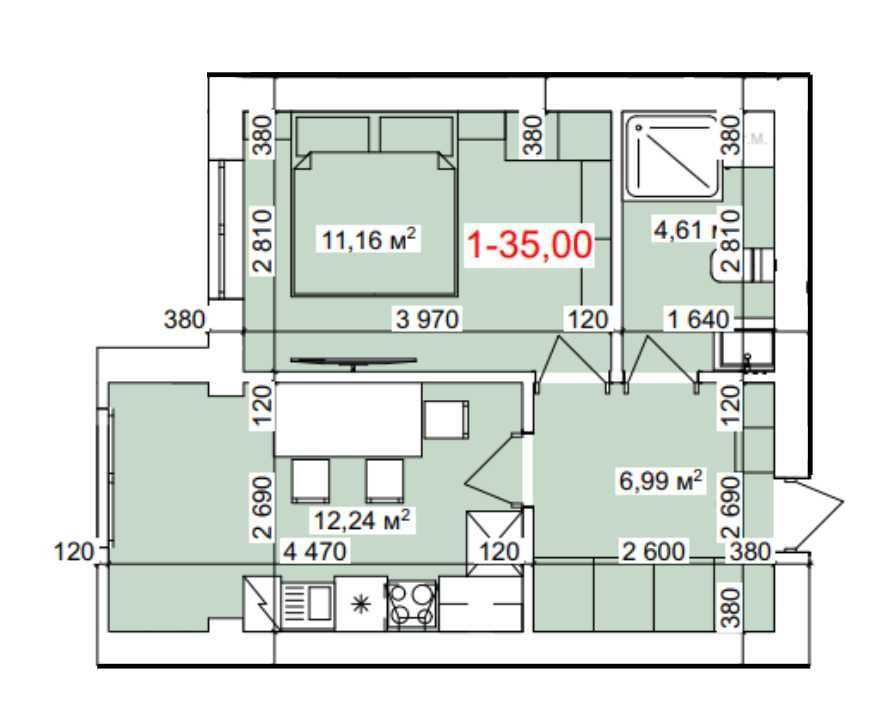 Продається 1 кім квартира, площа 35 м.кв , м.Коломия Коломыя - изображение 1