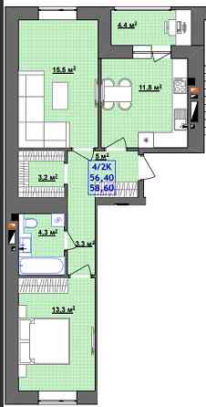 Продам двокімнатну квартиру 56м2 без комісії!! Івано-Франківськ