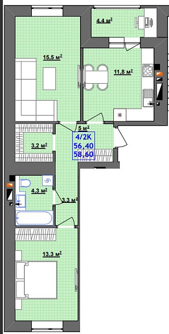 Продам двокімнатну квартиру 56м2 без комісії!! Івано-Франківськ - зображення 6