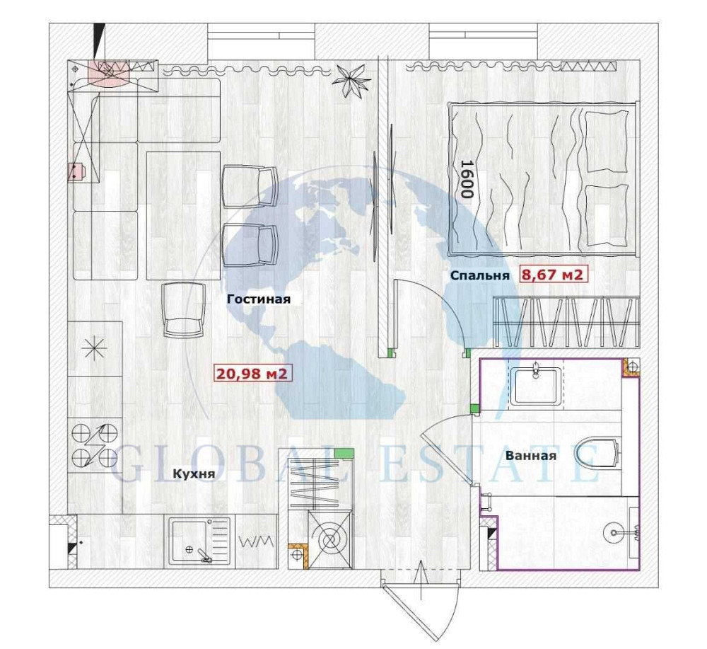 Однокімнатная квартира в Одесі. Одесса - изображение 1