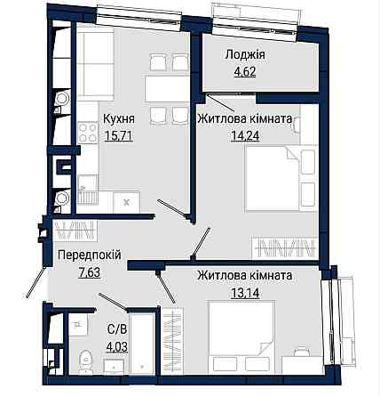 ВІД ВЛАСНИКА. Продаж 2к квартири в ЖК HELGA, 59,37 кв. м. Львов