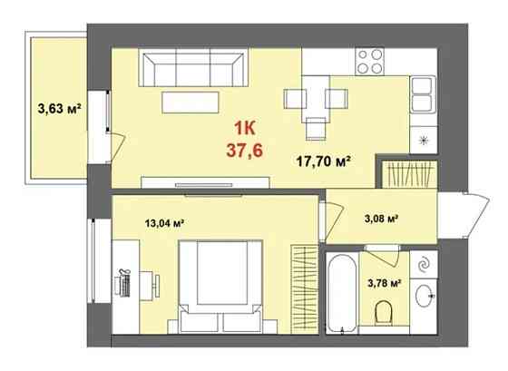 Однокімнатна квартира неподалік центру Ивано-Франковск