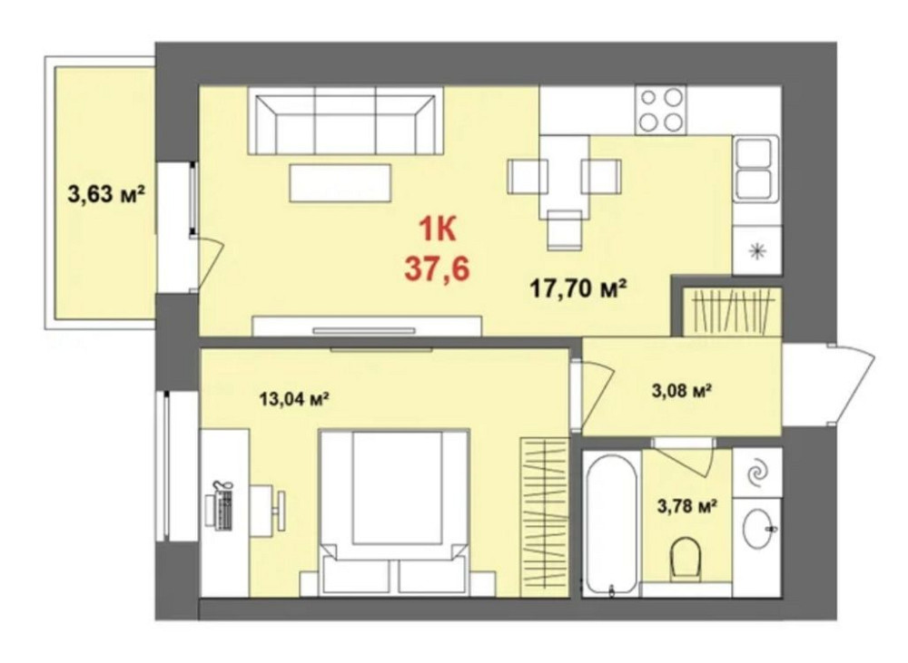 Однокімнатна квартира неподалік центру Ивано-Франковск - изображение 4