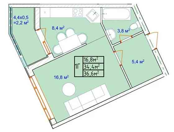 Повноцінна 1-кімн квартира біля моря! 37 метрів. Балкон. СРОЧНО Одесса
