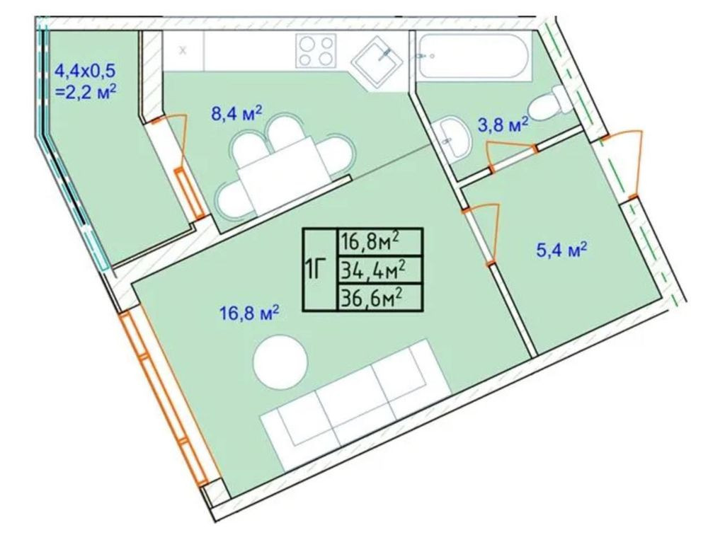 Повноцінна 1-кімн квартира біля моря! 37 метрів. Балкон. СРОЧНО Одесса - изображение 2