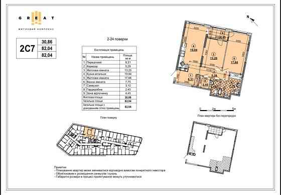 Топ ціна! Двокімнатна квартира 82м2 2С7 ЖК Грейт Great Київ