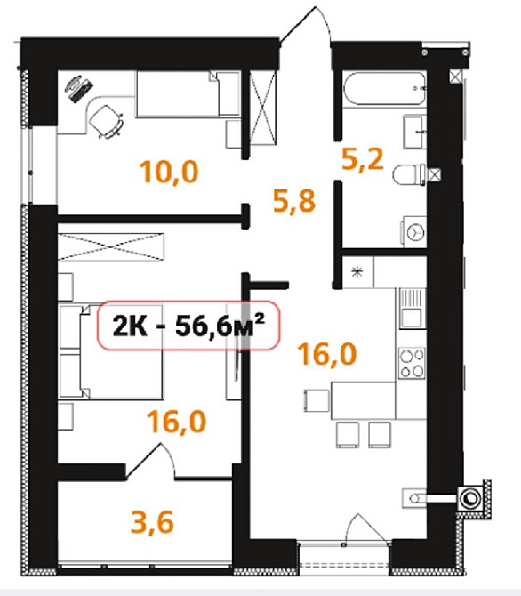 Продаж двокімнатної квартири в містечку закритого типу Ивано-Франковск - изображение 2