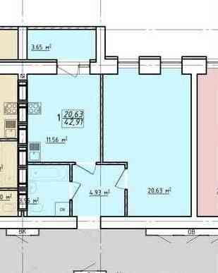Новинка! ЖК Левада 2, Продам 1 ком квартиру пл 43м2, этаж 3/16ти! A Харків