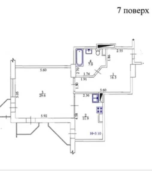 ЖК Монте Плаза! 1к квартира в строительном состоянии! 71м2 (19963) Харків - зображення 5
